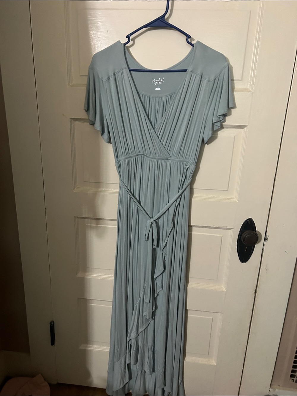 Isabel Maternity by Ingrid & Isabel Sage Green Flutter Sleeve Wrap Maxi